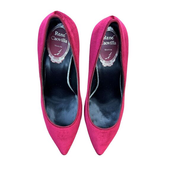 Rene Caovilla Velvet Strass Crystal Point-Toe Pump Women's Red Heel Size 5.5 - Picture 14 of 17